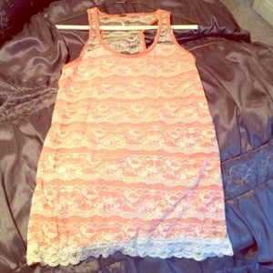 Peachy pink Lace infused top